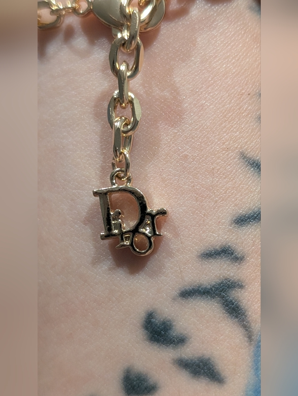 Dior Gold Chain Bracelet with Red Logo Medallions - Picture 8 of 10